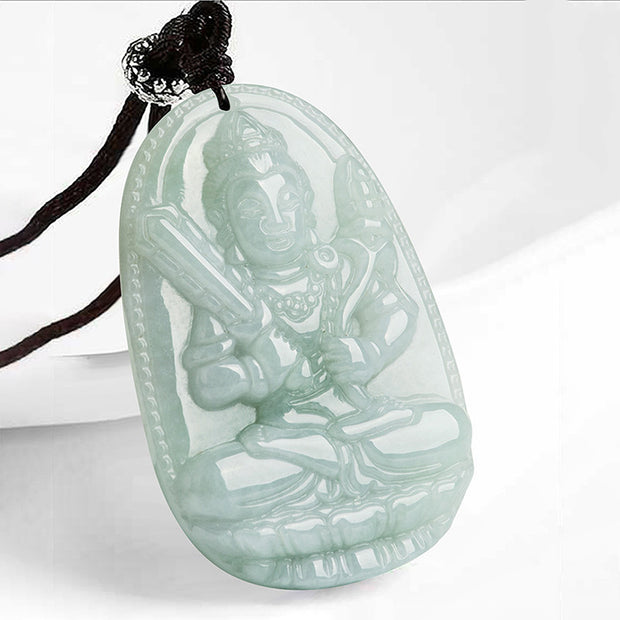 Buddha Stones Chinese Zodiac Natal Buddha Jade Wealth Prosperity Necklace Pendant Necklaces & Pendants BS Ox/Tiger