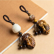 Buddha Stones PiXiu Chalcedony Bodhi Seed Lotus Courage Strength Keychain Key Chain BS 25