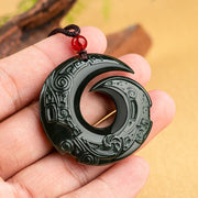 Buddha Stones One's Luck Improves Design Patern Natural Hetian Cyan Jade Success Necklace Pendant Necklaces & Pendants BS 4