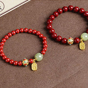 Buddha Stones Cinnabar Green Aventurine Fortune Protection Charm Bracelet Bracelet BS 15