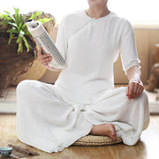 Buddha Stones Vintage Yoga Zen Prayer Spiritual Meditation Practice Plain Color Clothing Women's Set Clothes BS 10