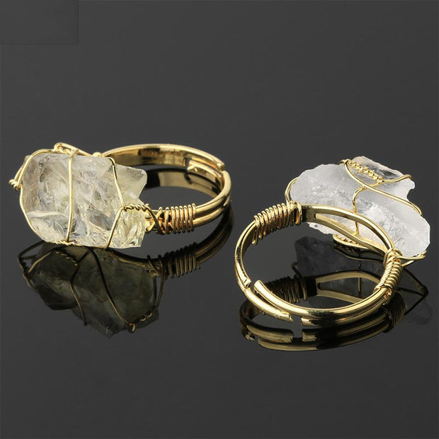 Natural Crystal Gemstone Amethyst Adjustable Ring (Extra 30% Off | USE CODE: FS30) Rings BS 13