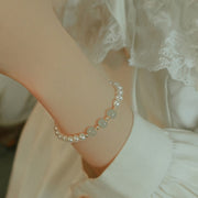 Buddha Stones 14K Gold Plated Natural Pearl Hetian Cyan Jade White Jade Sincerity Bead Chain Bracelet Bracelet BS 18