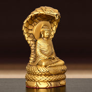 Buddha Stones Buddha Shakyamuni Snake Figurine Serenity Copper Statue Home Offering Decoration Decorations BS 1