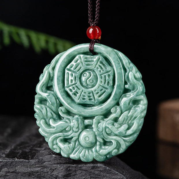 Buddha Stones Dragon Jade Yin Yang Balance Necklace String Pendant Necklaces & Pendants BS 1