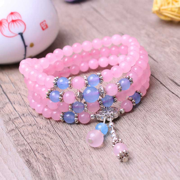 Buddha Stones Natural Pink Crystal Bead Emotional Balance Bracelet Bracelet Necklaces & Pendants BS 3