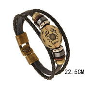 12 Constellations of the Zodiac Hematite Leather Charm Bracelet (Extra 30% Off | USE CODE: FS30) Bracelet BS 3