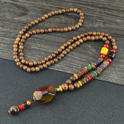 Buddha Stones Tibetan Wenge Wood Bodhi Seed Agate Balance Peace Necklace Pendant Necklaces & Pendants BS Wenge Wood&Resin