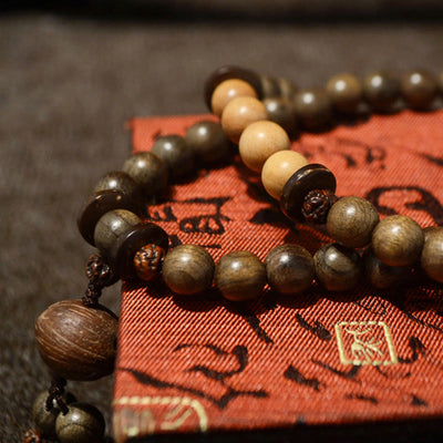 Buddha Stones Tibetan Sandalwood Protection Charm Mala Bracelet Mala Bracelet BS 7