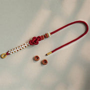Buddha Stones Handmade True Love Knot Peach Blossom Charm Luck Rope Bracelet