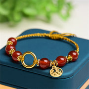 Buddha Stones Red Agate Happiness Charm String Bracelet