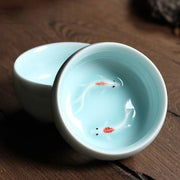 Buddha Stones Colorful Koi Fish Ceramic Teacup Kung Fu Tea Cup Bowl
