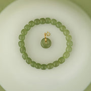 Buddha Stones Natural Hetian Jade Peace Buckle Prosperity Luck Bracelet Bracelet BS 13