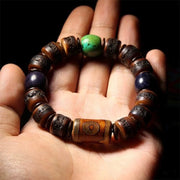 Buddha Stones Tibetan Yak Bone Dzi Bead Turquoise Keep Away Evil Spirits Bracelet Bracelet BS 1