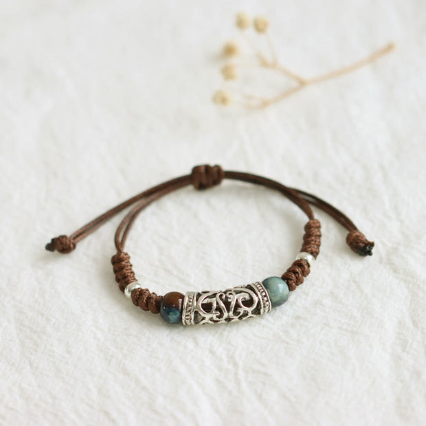 Buddha Stones Tibet Ceramic Bead Wealth String Bracelet