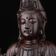 Buddha Stones Avalokitesvara Ebony Lotus Harmony Blessing Home Decoration