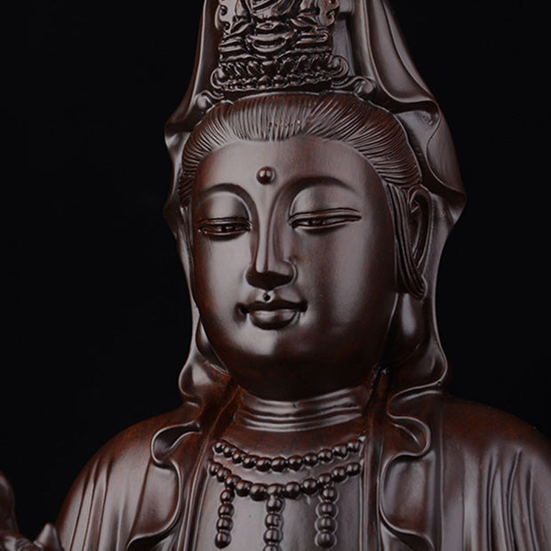 Buddha Stones Avalokitesvara Ebony Lotus Harmony Blessing Home Decoration Decorations BS 5