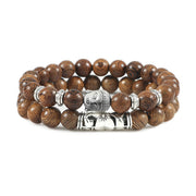 Buddha Stones 2Pcs Natural Crystal Agate Buddha Protection Bracelet Bracelet BS Wenge Wood