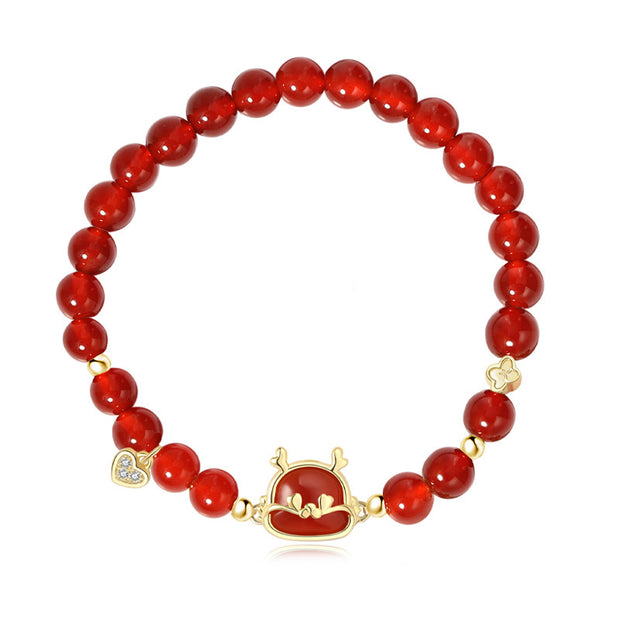 Buddha Stones Year Of The Dragon 925 Sterling Silver Red Agate Love Heart Luck Bracelet Necklace Pendant Bracelet Necklaces & Pendants BS 4
