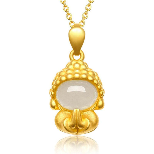 Buddha Stones White Jade Buddha Success Pendant Necklace Necklaces & Pendants BS White Jade
