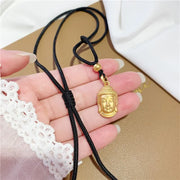 Buddha Stones Gold Buddha Copper Wealth Necklace Pendant Necklaces & Pendants BS Small