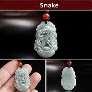 Buddha Stones Natural Jade 12 Chinese Zodiac Sucess Pendant Necklace Necklaces & Pendants BS Snake
