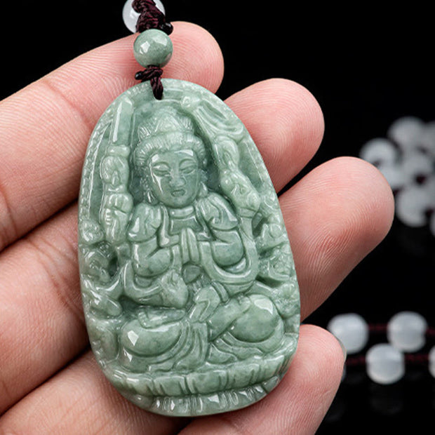 Buddha Stones Chinese Zodiac Natal Buddha Natural Jade Wealth Prosperity Necklace Pendant Necklaces & Pendants BS 6