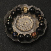 Buddha Stones Western Soapberry Incense Ash Liuli Glass Bead Wealth Bracelet