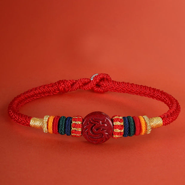 Buddha Stones Year of the Dragon 925 Sterling Silver Chinese Zodiac Cinnabar Auspicious Matches Blessing Bracelet