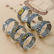 Buddha Stones Chinese Zodiac Natal Buddha Wealth Luck Adjustable Ring