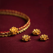 Buddha Stones 999 Gold Lotus Handmade Blessing Braid String Double Layer Bracelet Bracelet BS 2
