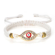 Buddha Stones Evil Eye Keep Away Evil Spirits String Bracelet Bracelet BS White Red Evil Eye Gold Border