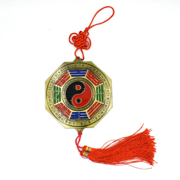 Buddha Stones Feng Shui Bagua Map Five-Emperor Coins Chinese Knotting Harmony Energy Map Bagua Map BS Bagua Map 15cm