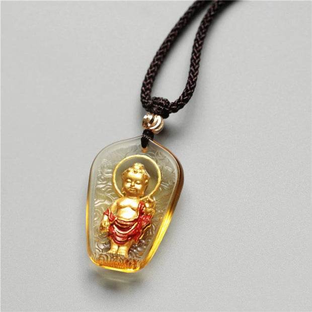 Buddha Stones Tibetan Buddha Liuli Crystal Serenity Necklace Pendant Necklaces & Pendants BS 1