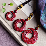Buddha Stones One's Luck Improves Design Patern Natural Cinnabar Blessing Necklace Pendant Necklaces & Pendants BS 7