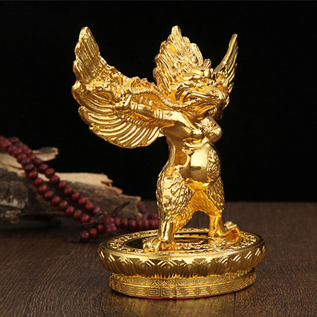 Buddha Stones Tibetan Gold Garuda Bird Alloy Protection Home Decoration