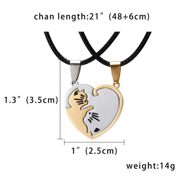 Buddha Stones Yin Yang Symbol Cats Couple Necklace Necklaces & Pendants BS 10