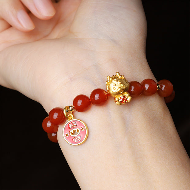 FREE Today: Attract Fortune Year of the Dragon Red Agate Bracelet
