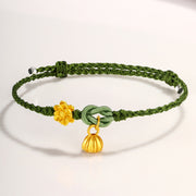 Buddha Stones Handmade 999 Gold Lotus Flower Pod New Beginning Braid String Bracelet
