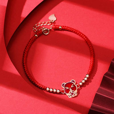 Buddha Stones 12 Chinese Zodiac Lucky Red String Bracelet Bracelet BS Rat(Bracelet Size 14+3.5cm)