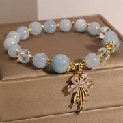 Buddha Stones Aquamarine Pink Crystal Healing Zircon Butterfly Charm Bracelet Bracelet BS 1