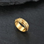 Buddha Stones Dragon Titanium Steel Stimulation Rotatable Ring