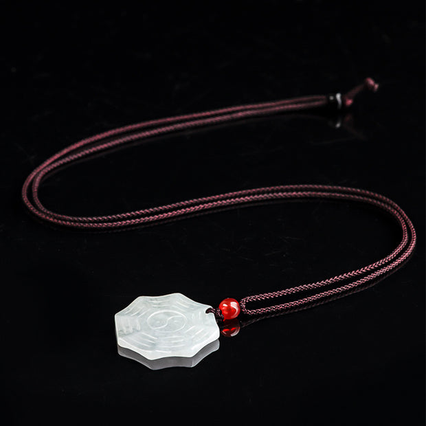 Buddha Stones Natural Jade Bagua Yin Yang Luck Necklace Pendant Necklaces & Pendants BS 6
