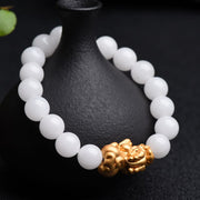 Buddha Stones Natural White Jade PiXiu Wealth Bracelet Bracelet BS 1