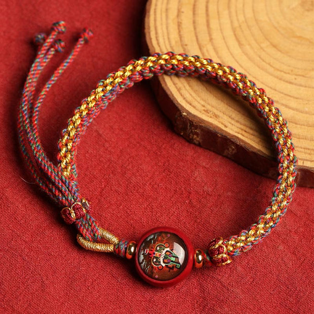 Buddha Stones Colorful Rope Cinnabar Thangka Blessing Braided Bracelet Bracelet BS 3