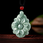 Buddha Stones Natural Jade Kalanchoe blossfeldiana Flower Pattern Luck Necklace Pendant Necklaces & Pendants BS 1