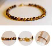 Buddha Stones 14K Gold Plated Natural Tiger Eye Stone Courage Protection Bracelet Bracelet BS 2