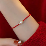 Buddha Stones Natural Pearl Bead Luck Braid String Bracelet Bracelet BS Red(Wrist Circumference 14-19cm)