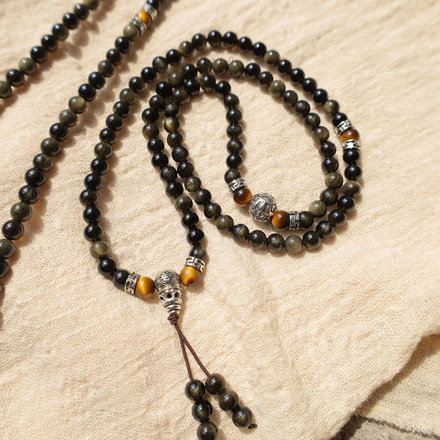 Golden Obsidian Energy Bracelet Necklace – buddhastoneshop