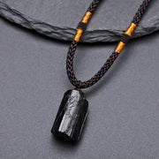 Buddha Stones Natural Black Tourmaline Positive Rope Necklace Pendant Necklaces & Pendants BS Black Tourmaline